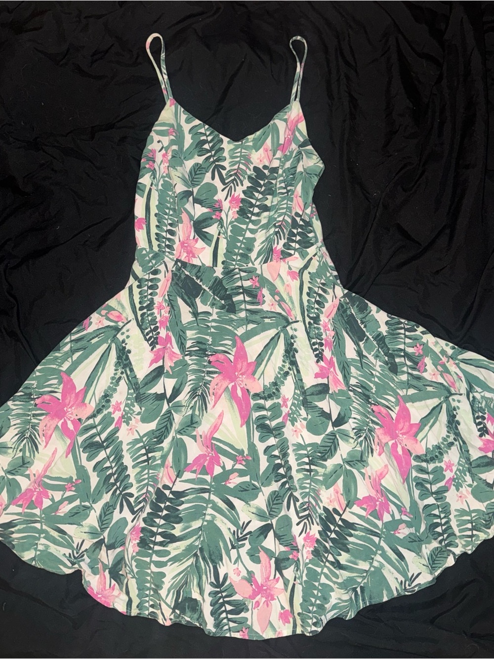 Old Navy Tropical Floral Mini Dress in Green & Pink